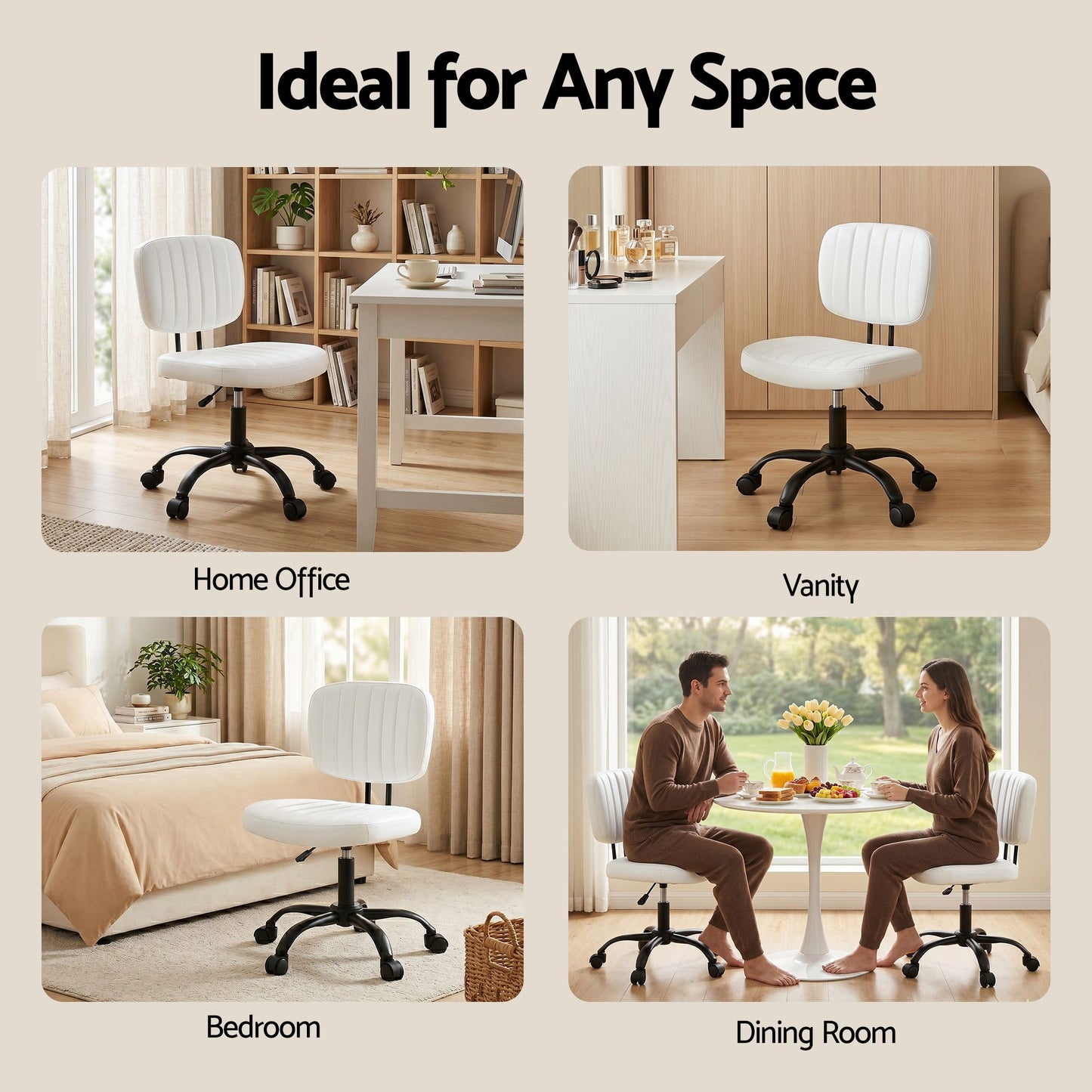 Artiss Armless PU Office Chair - White