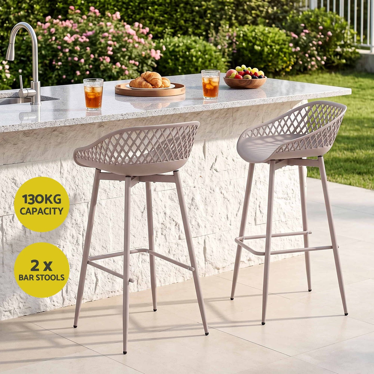 Gardeon Outdoor Bar Stools Set of 2 - Coffee