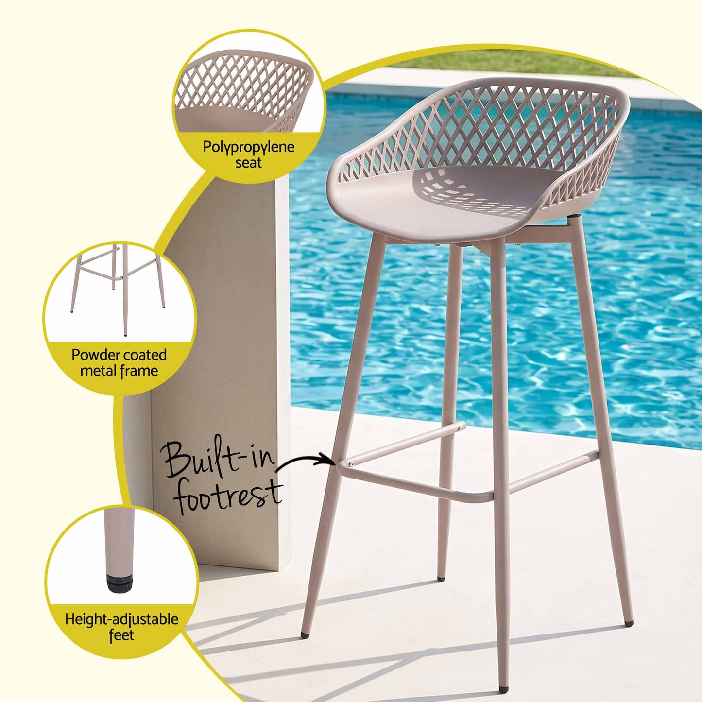 Gardeon Outdoor Bar Stools Set of 2 - Coffee