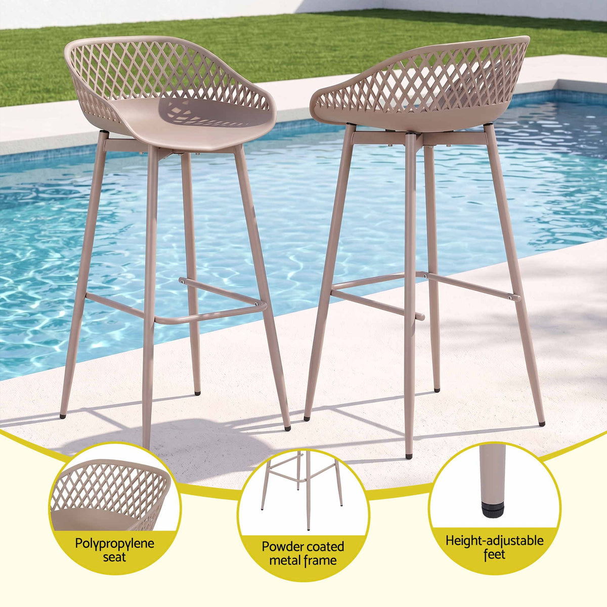 Gardeon Outdoor Bar Stools - 4 Pack - Coffee