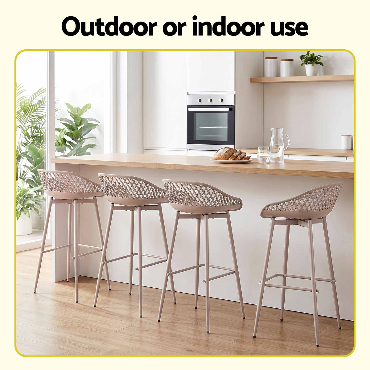 Gardeon Outdoor Bar Stools - 4 Pack - Coffee