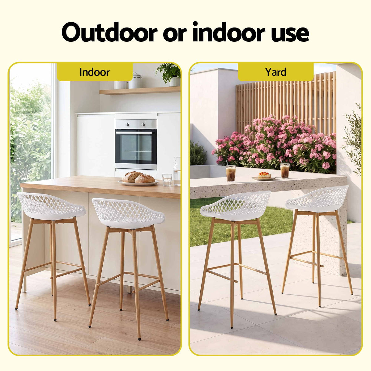 Gardeon Outdoor Bar Stools - 2 Pack - White