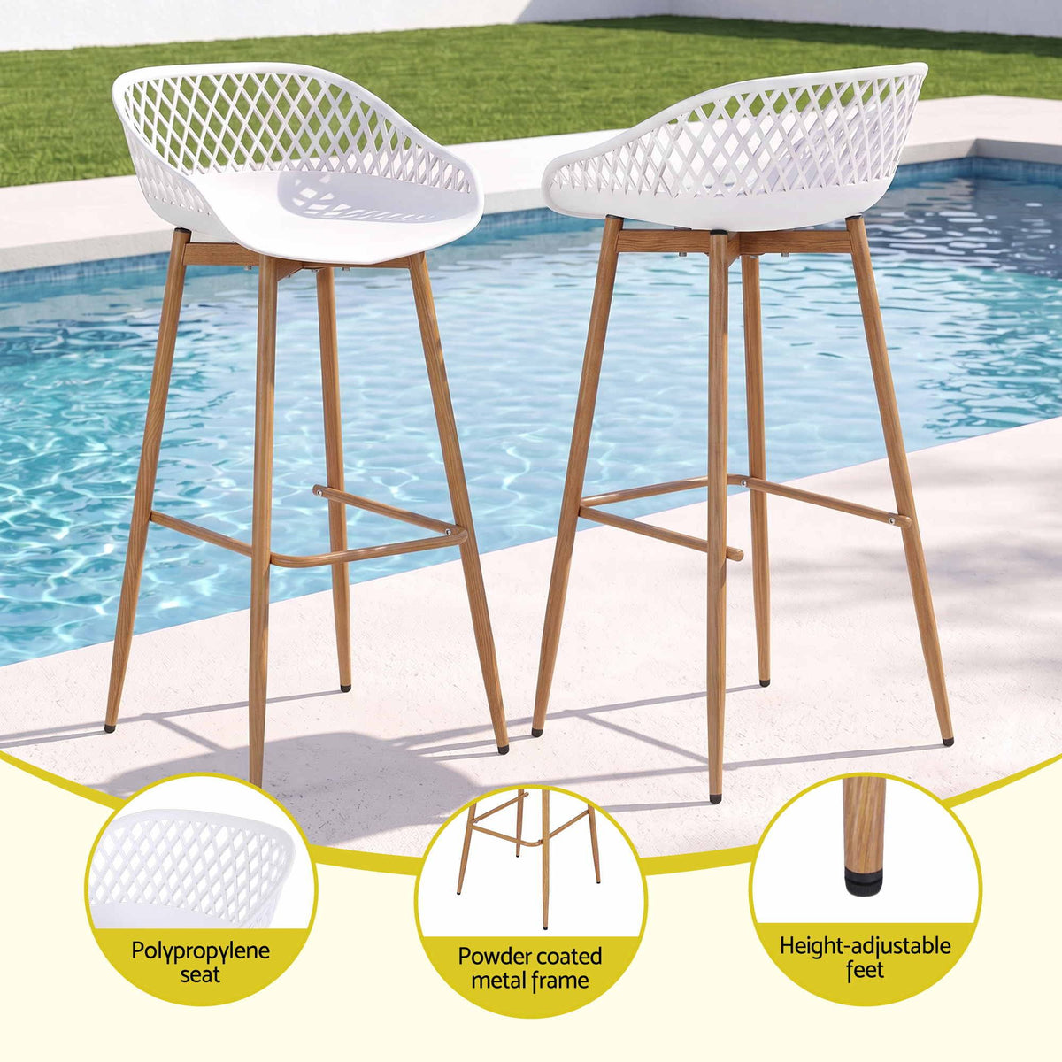 Gardeon Outdoor Bar Stools - 4 Pack - White