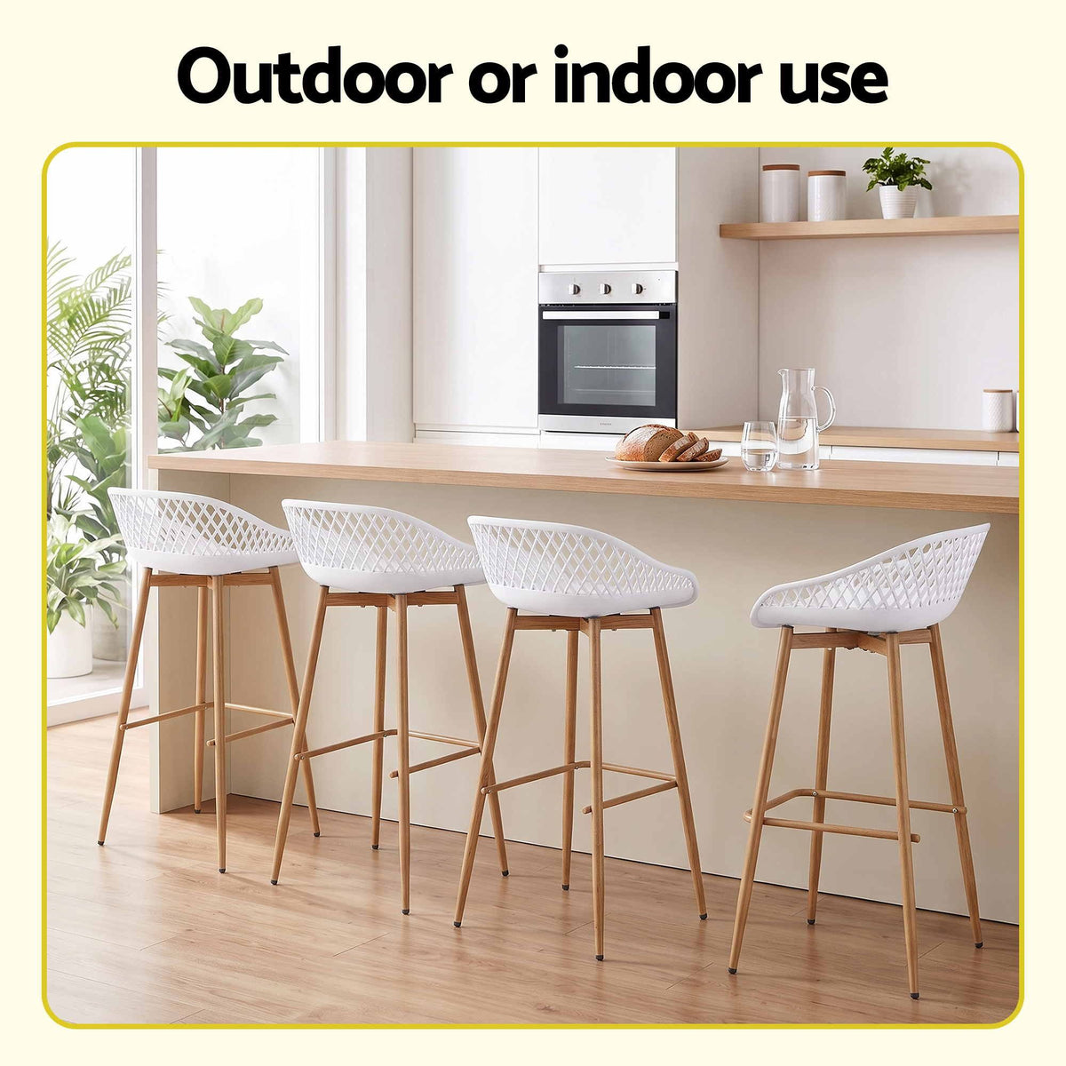 Gardeon Outdoor Bar Stools - 4 Pack - White