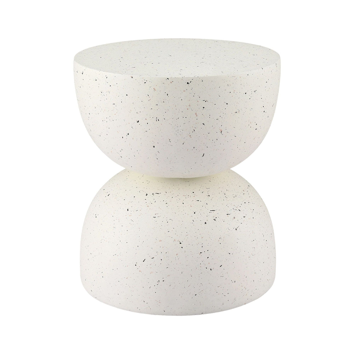 Gardeon Hourglass Outdoor Side Table 42cm White Terrazzo Look