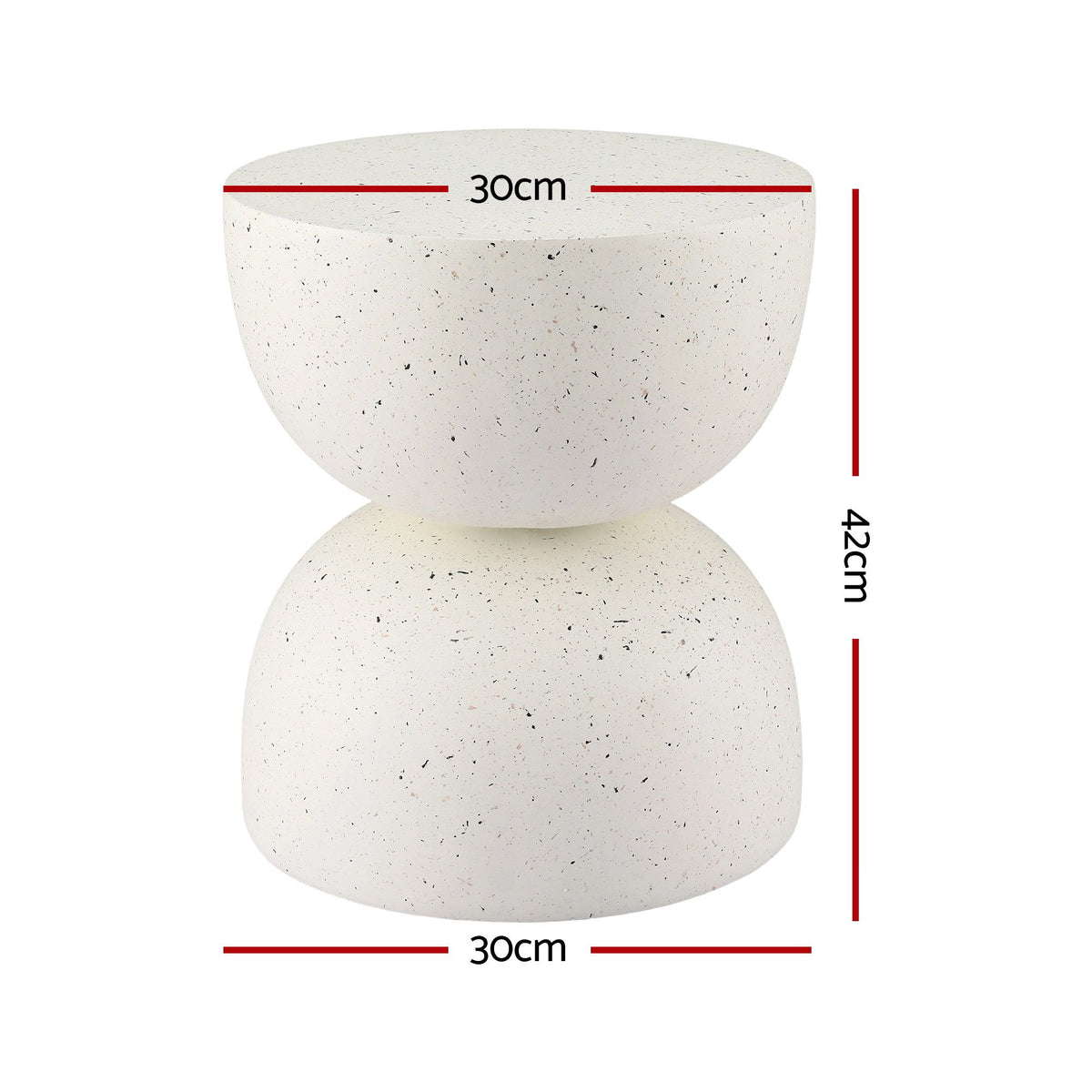 Gardeon Hourglass Outdoor Side Table 42cm White Terrazzo Look