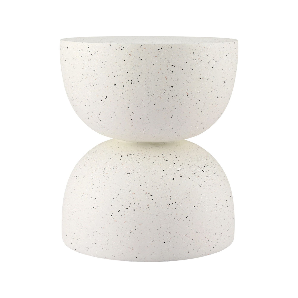 Gardeon Hourglass Outdoor Side Table 42cm White Terrazzo Look