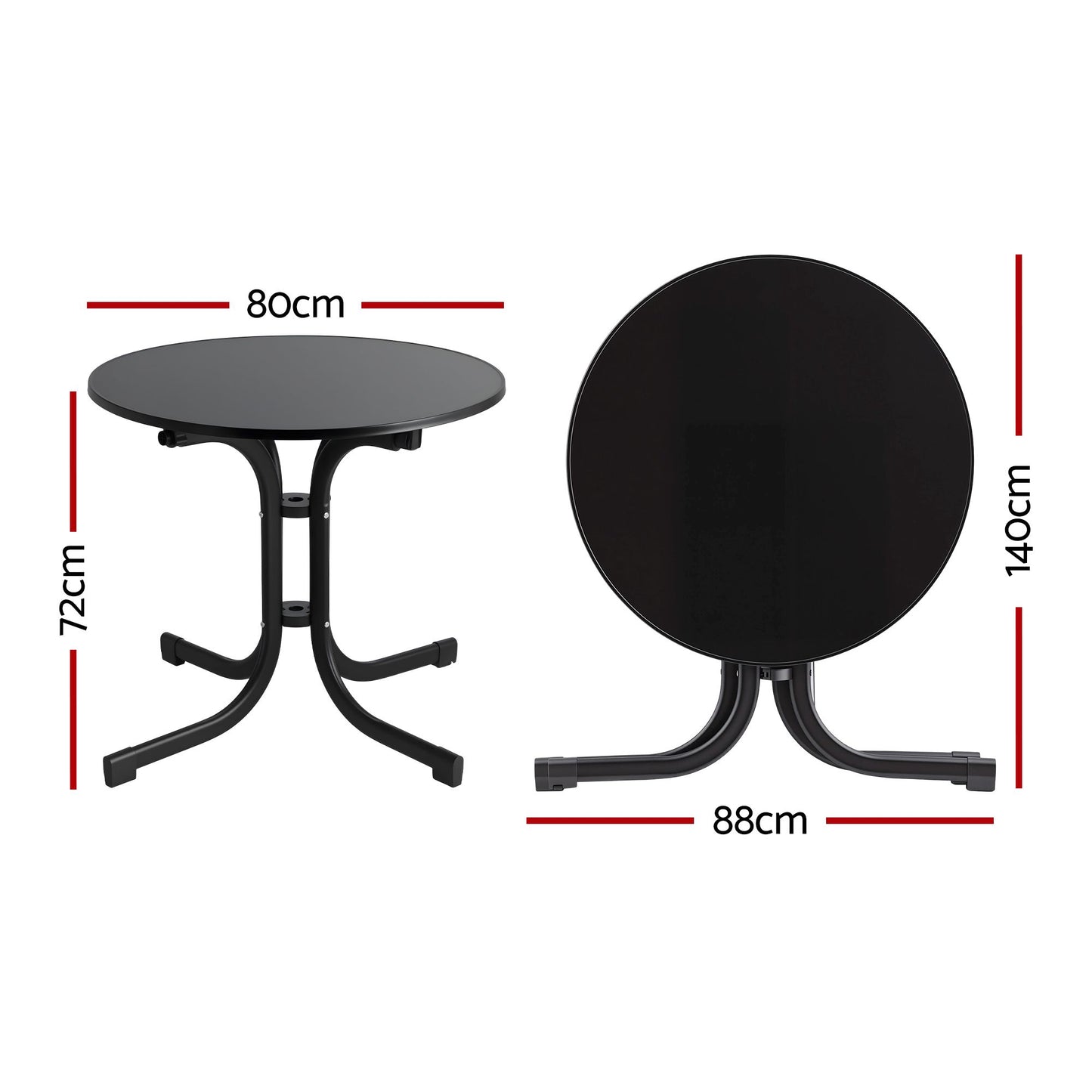 Gardeon 80cm Folding Outdoor Table - Black