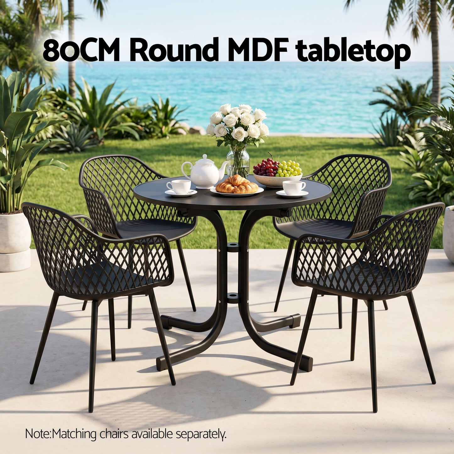 Gardeon 80cm Folding Outdoor Table - Black