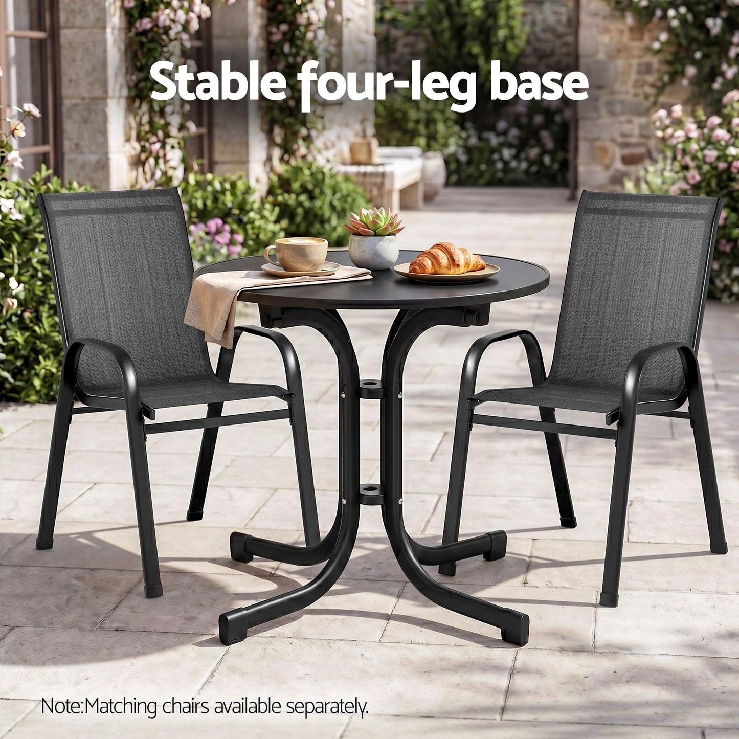 Gardeon 80cm Folding Outdoor Table - Black