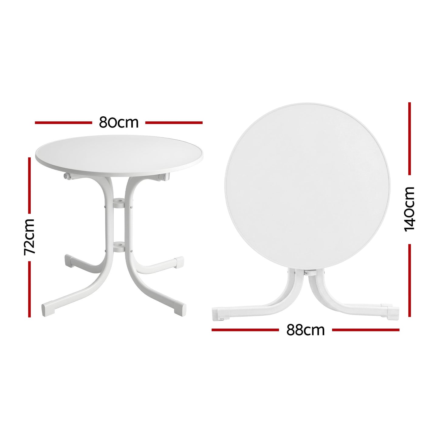 Gardeon 80cm Folding Outdoor Table - White