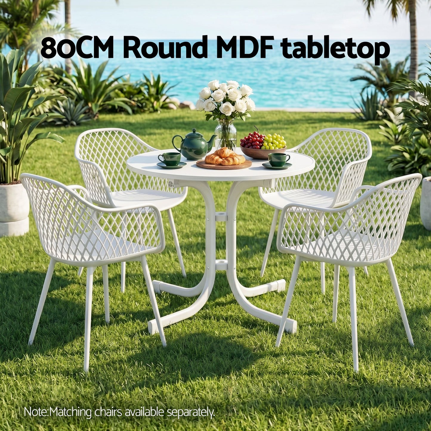 Gardeon 80cm Folding Outdoor Table - White