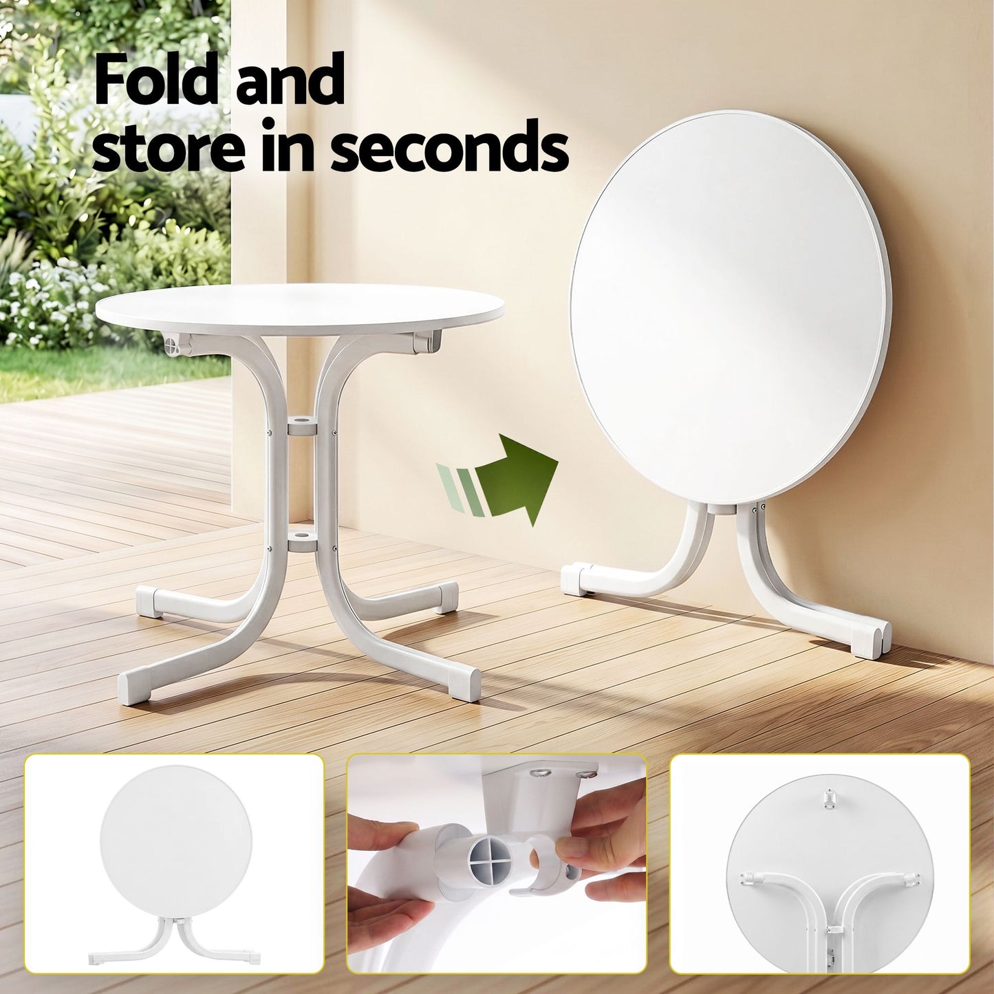 Gardeon 80cm Folding Outdoor Table - White