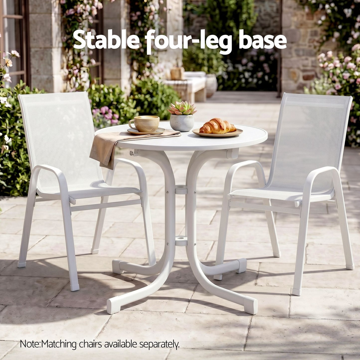 Gardeon 80cm Folding Outdoor Table - White