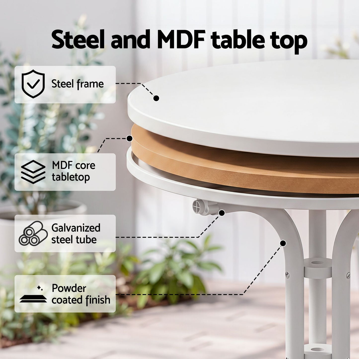 Gardeon 80cm Folding Outdoor Table - White