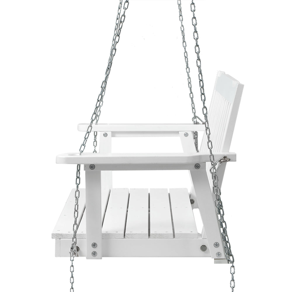 Gardeon Porch Swing Chair with Chain Garden Chair Outdoor Furniture Wooden White