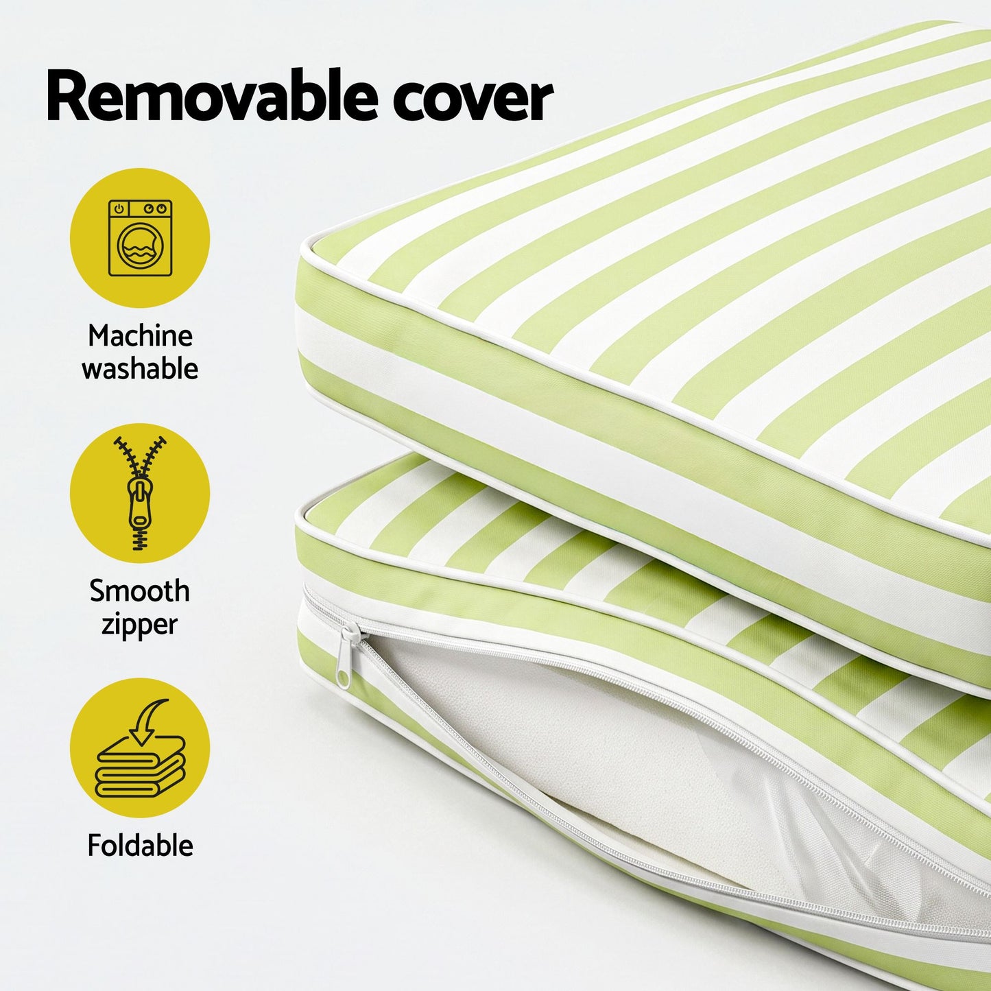 Gardeon Outdoor Chaise Lounge Cushion Lounge Chair Pad Sunbed Mattress Green