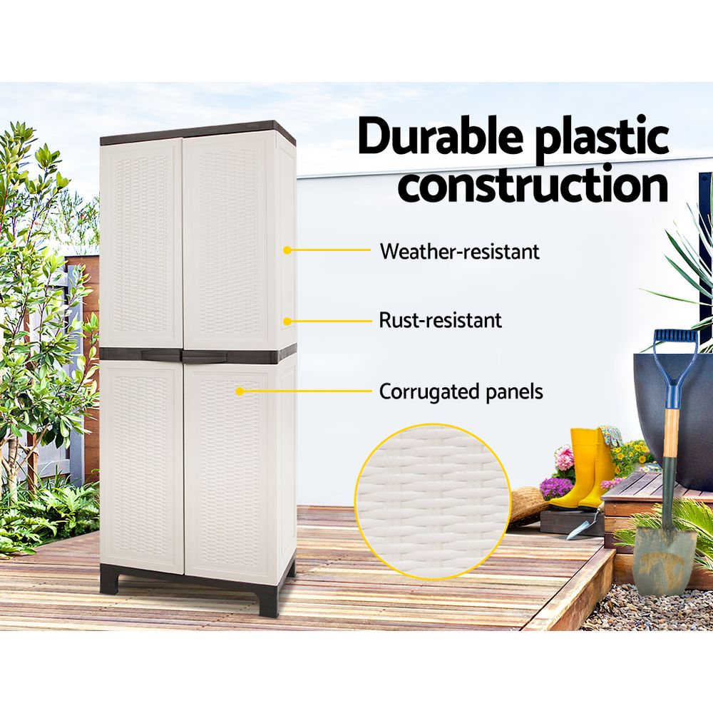 Gardeon Outdoor Storage Cabinet - Rattan - beige