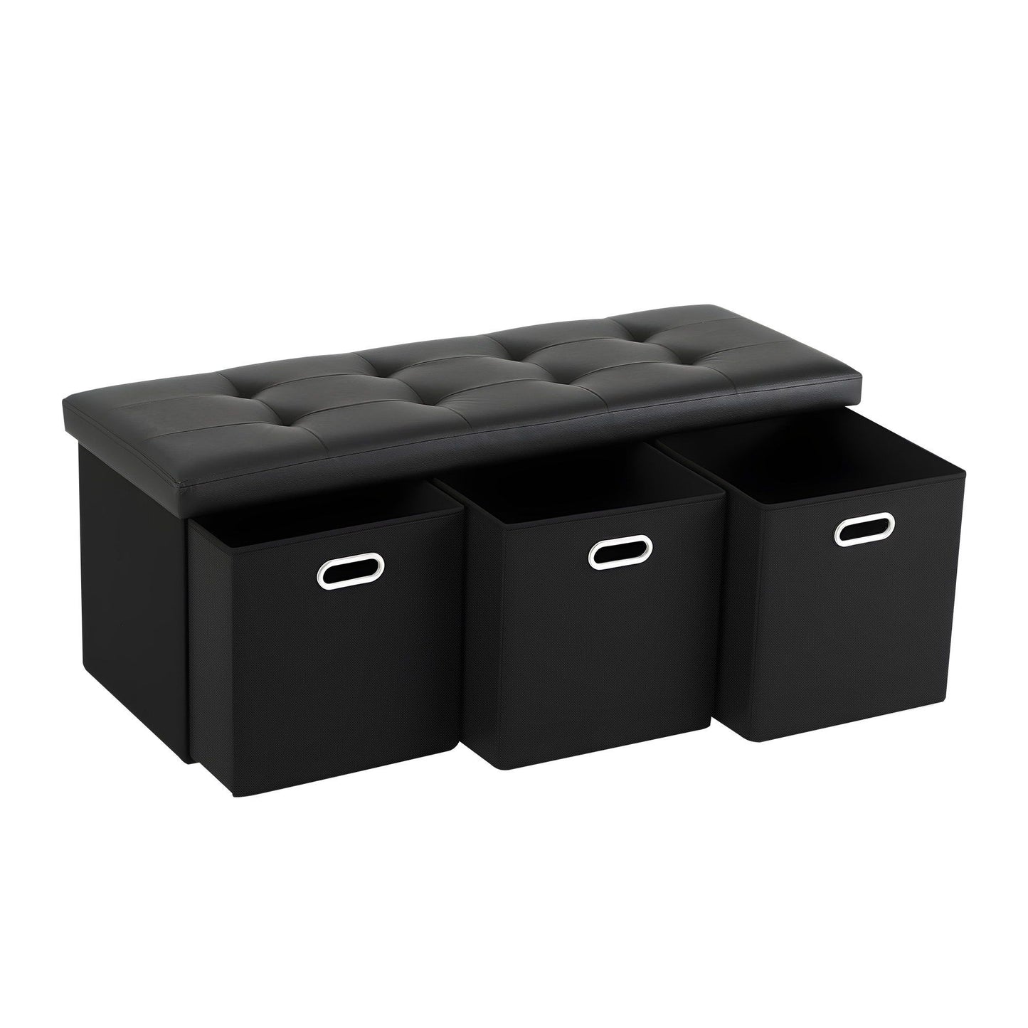 Artiss Storage Ottoman with 3 Drawers - Black