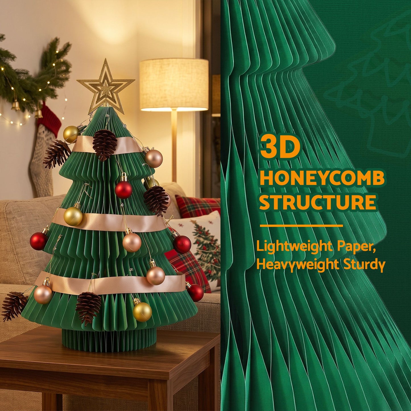 Jingle Jollys Paper Christmas Tree - 47cm - Green