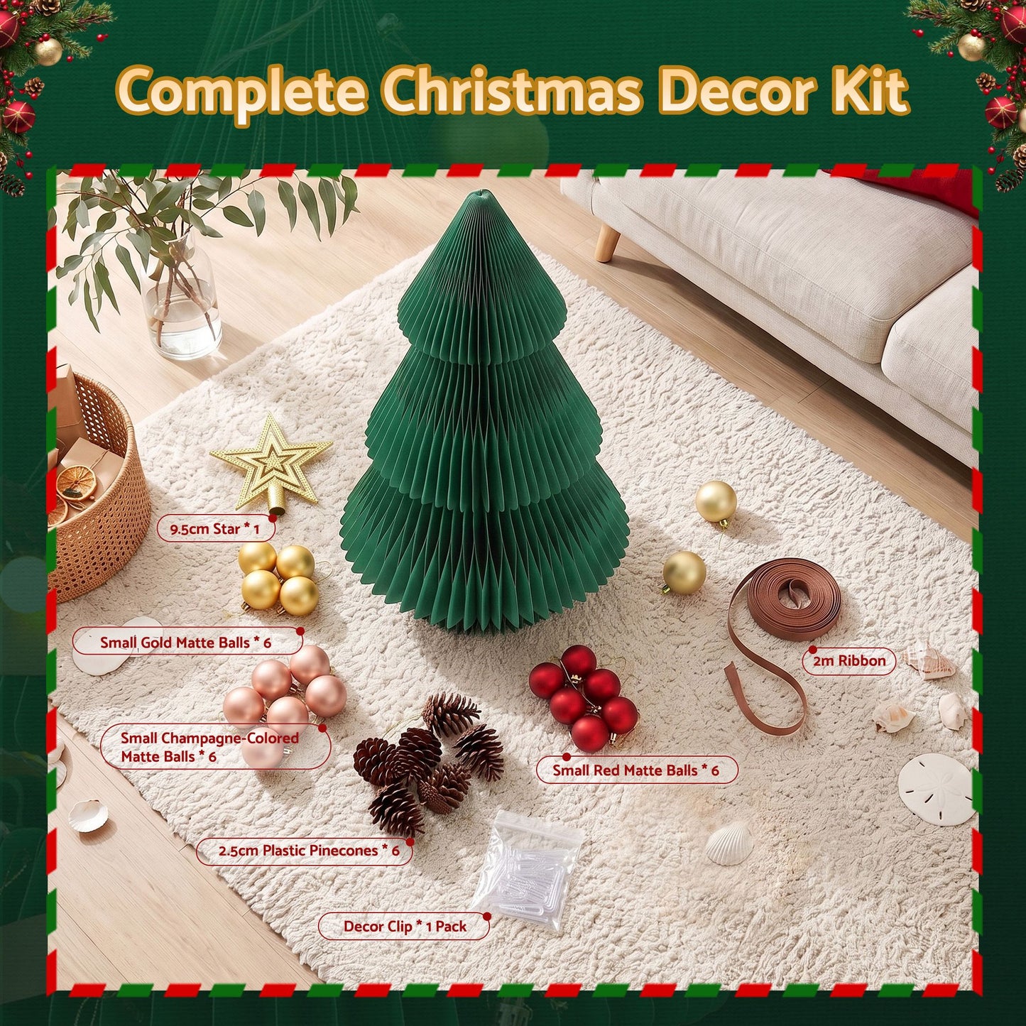 Jingle Jollys Paper Christmas Tree - 47cm - Green