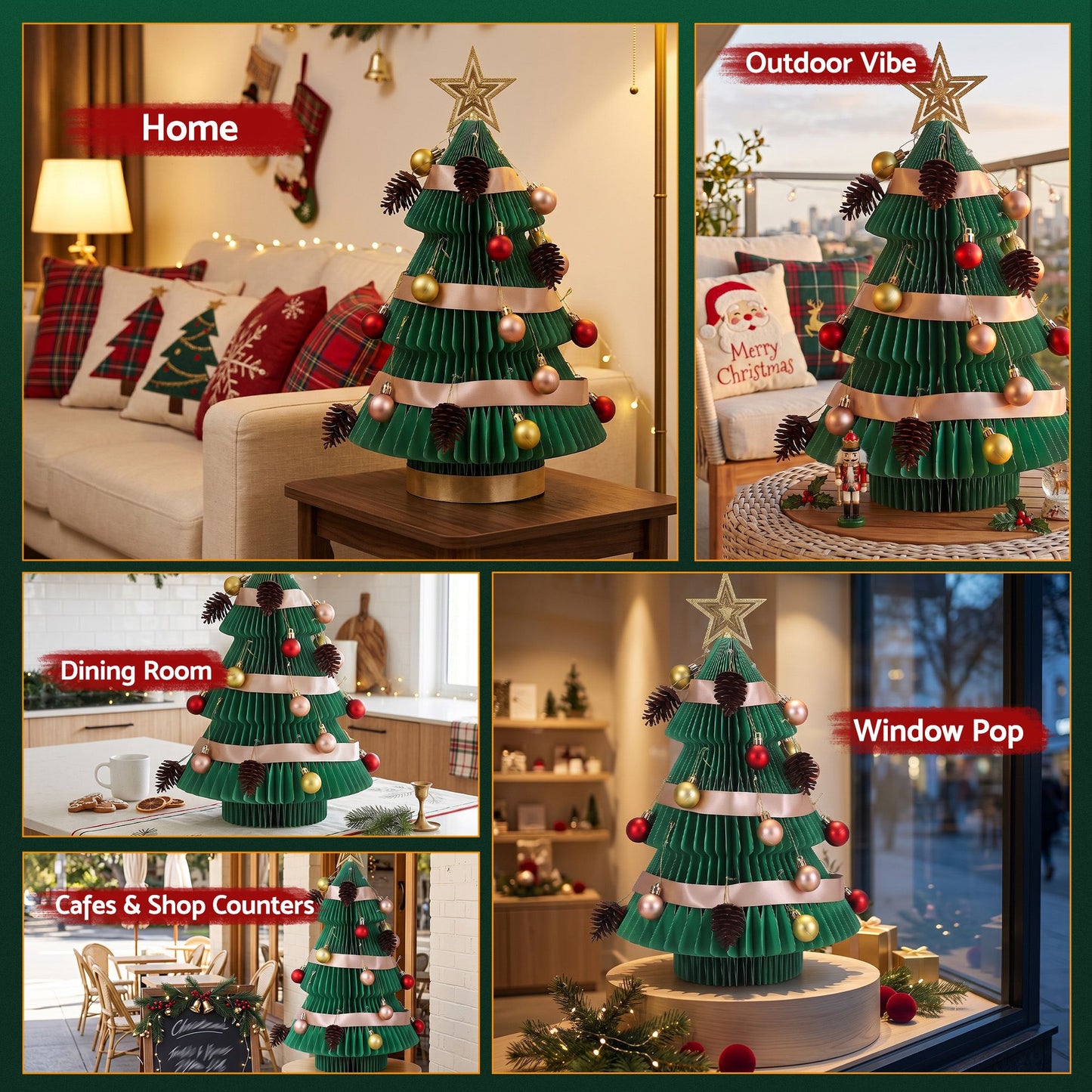 Jingle Jollys Paper Christmas Tree - 47cm - Green