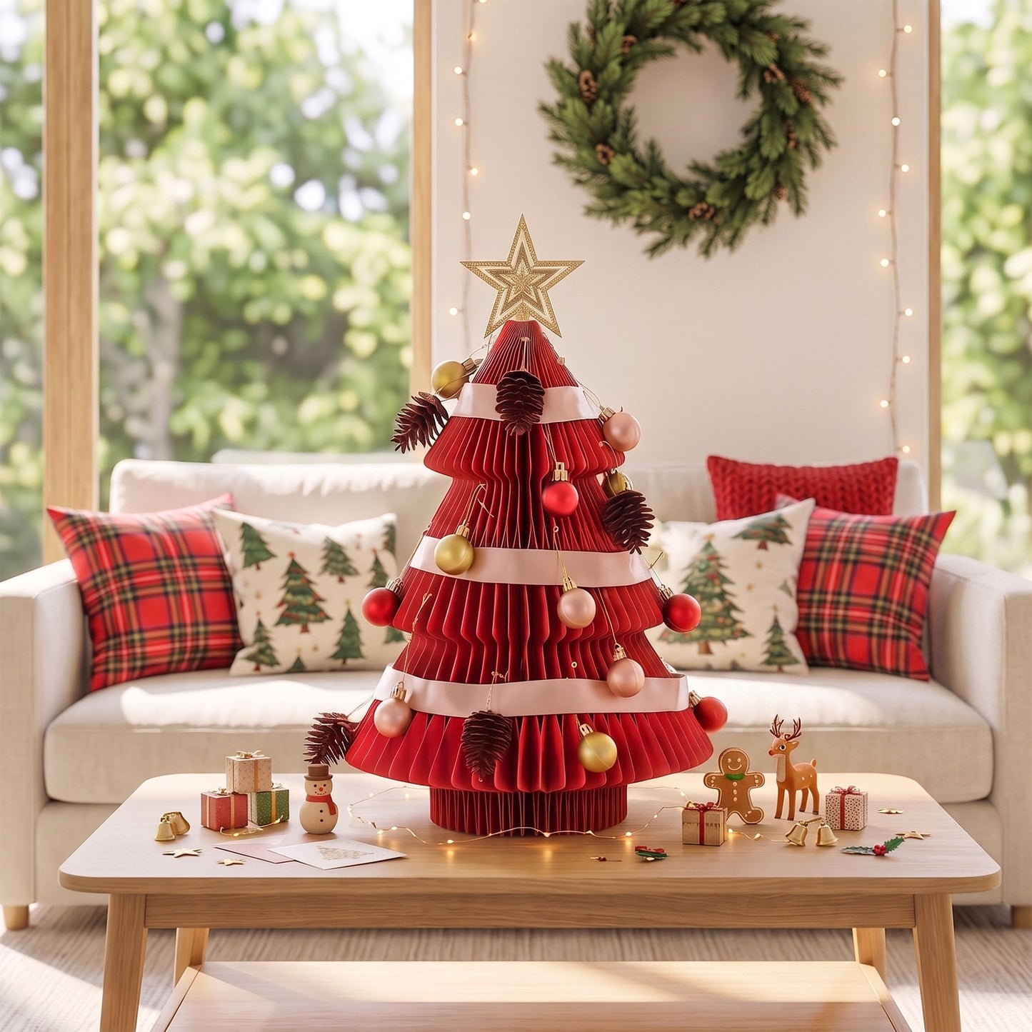 Jingle Jollys Paper Christmas Tree - 47cm - Red