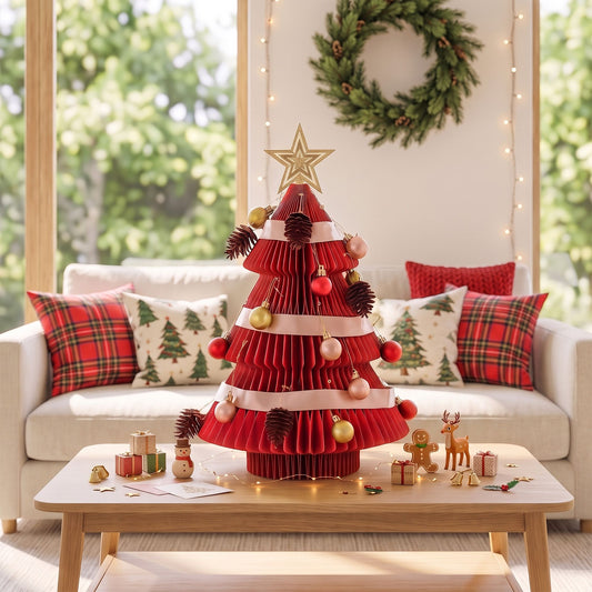 Jingle Jollys Paper Christmas Tree - 47cm - Red