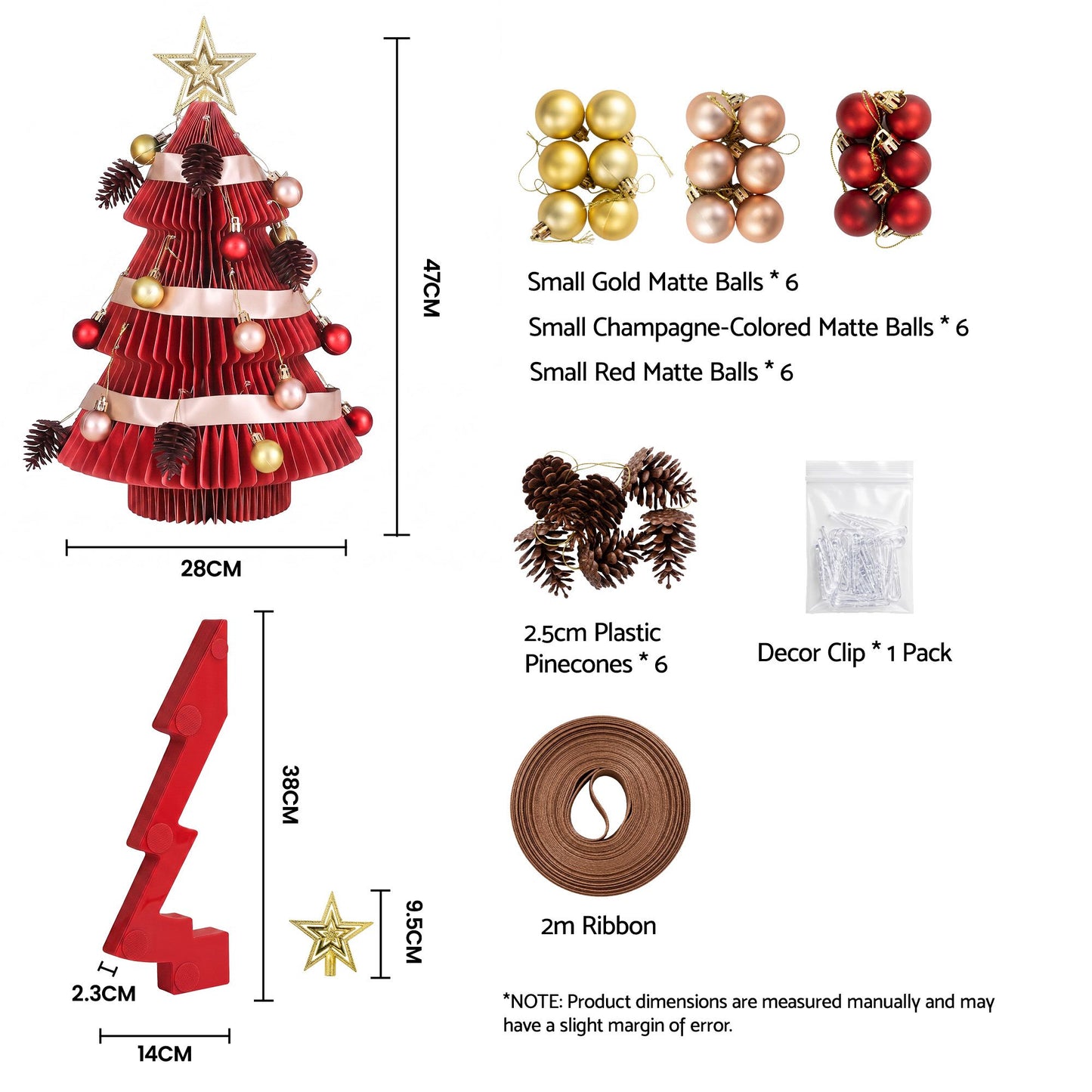 Jingle Jollys Paper Christmas Tree - 47cm - Red