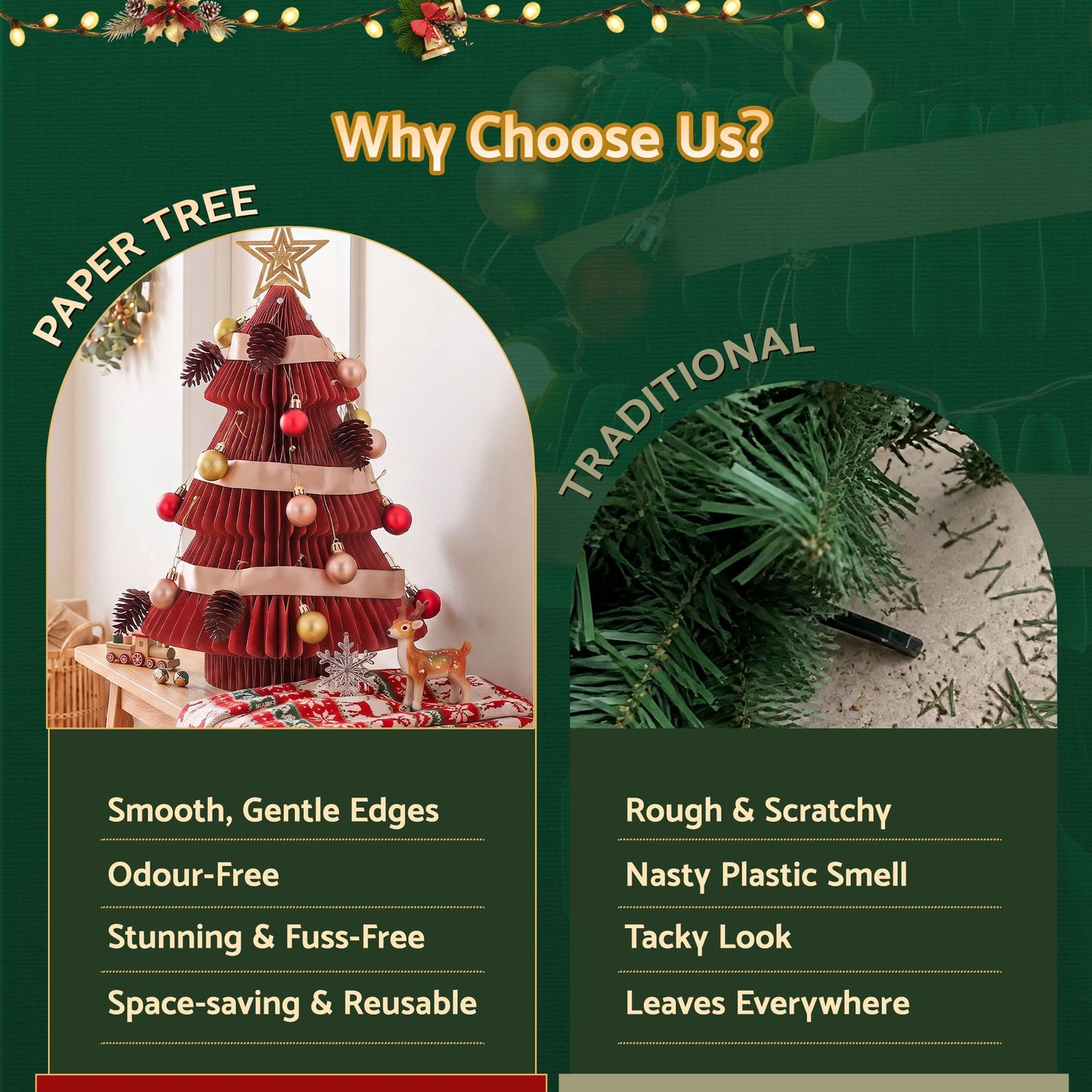 Jingle Jollys Paper Christmas Tree - 47cm - Red