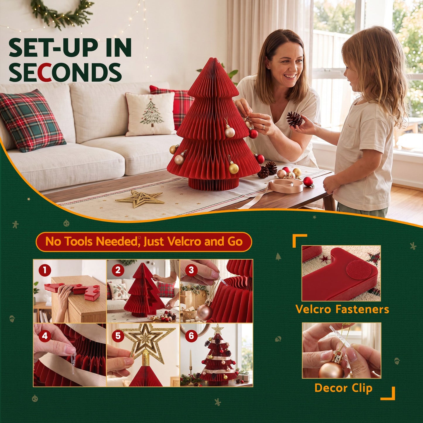 Jingle Jollys Paper Christmas Tree - 47cm - Red