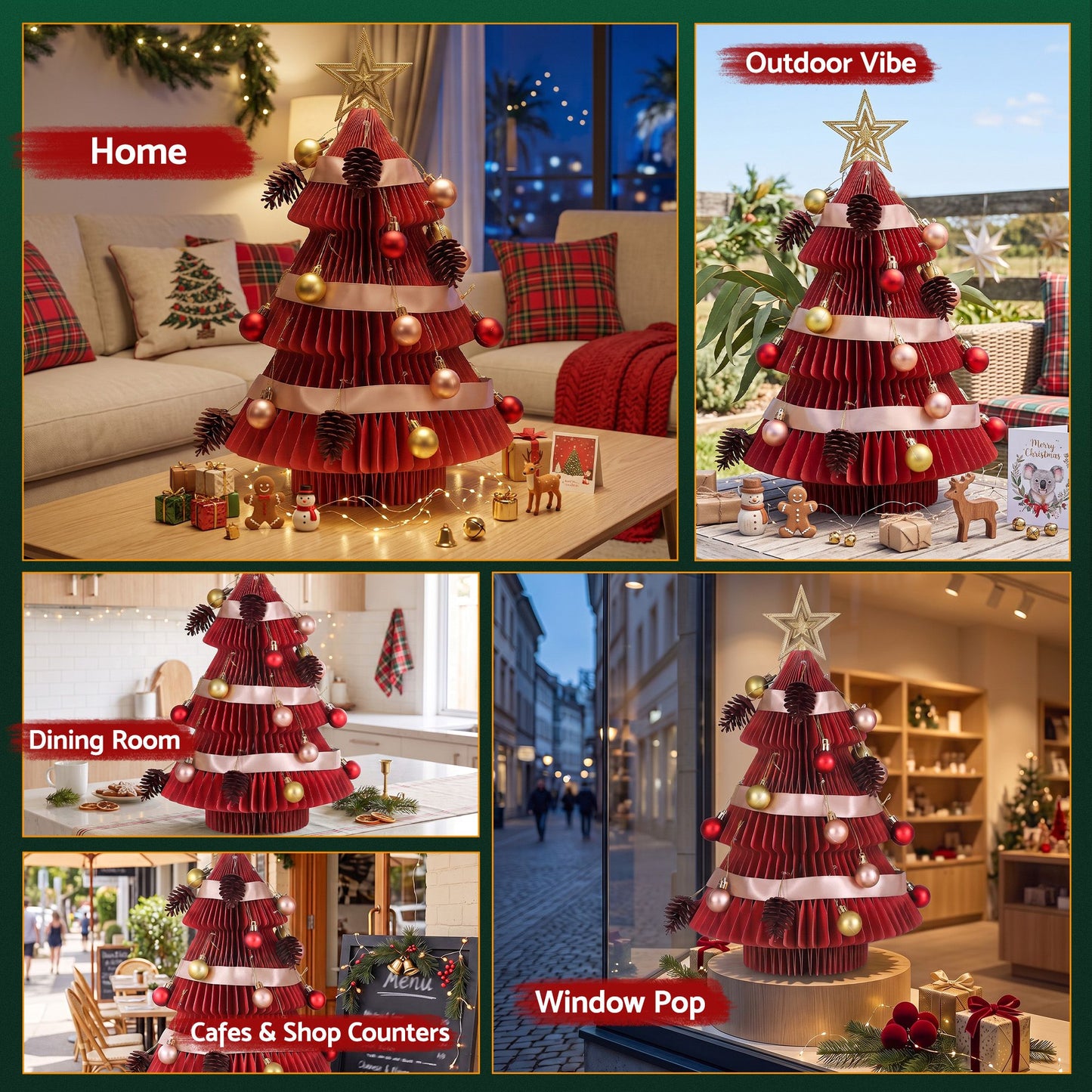 Jingle Jollys Paper Christmas Tree - 47cm - Red