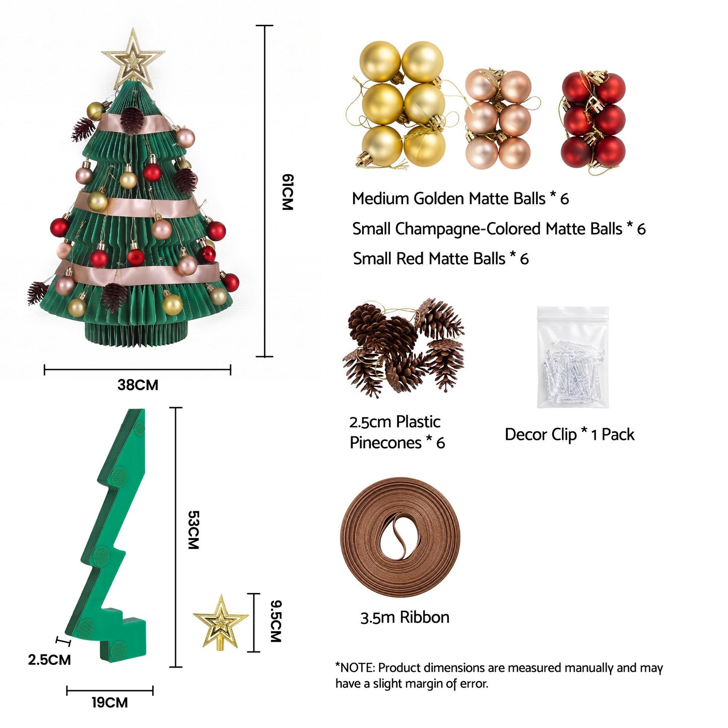 Jingle Jollys Paper Christmas Tree - 61cm - Green