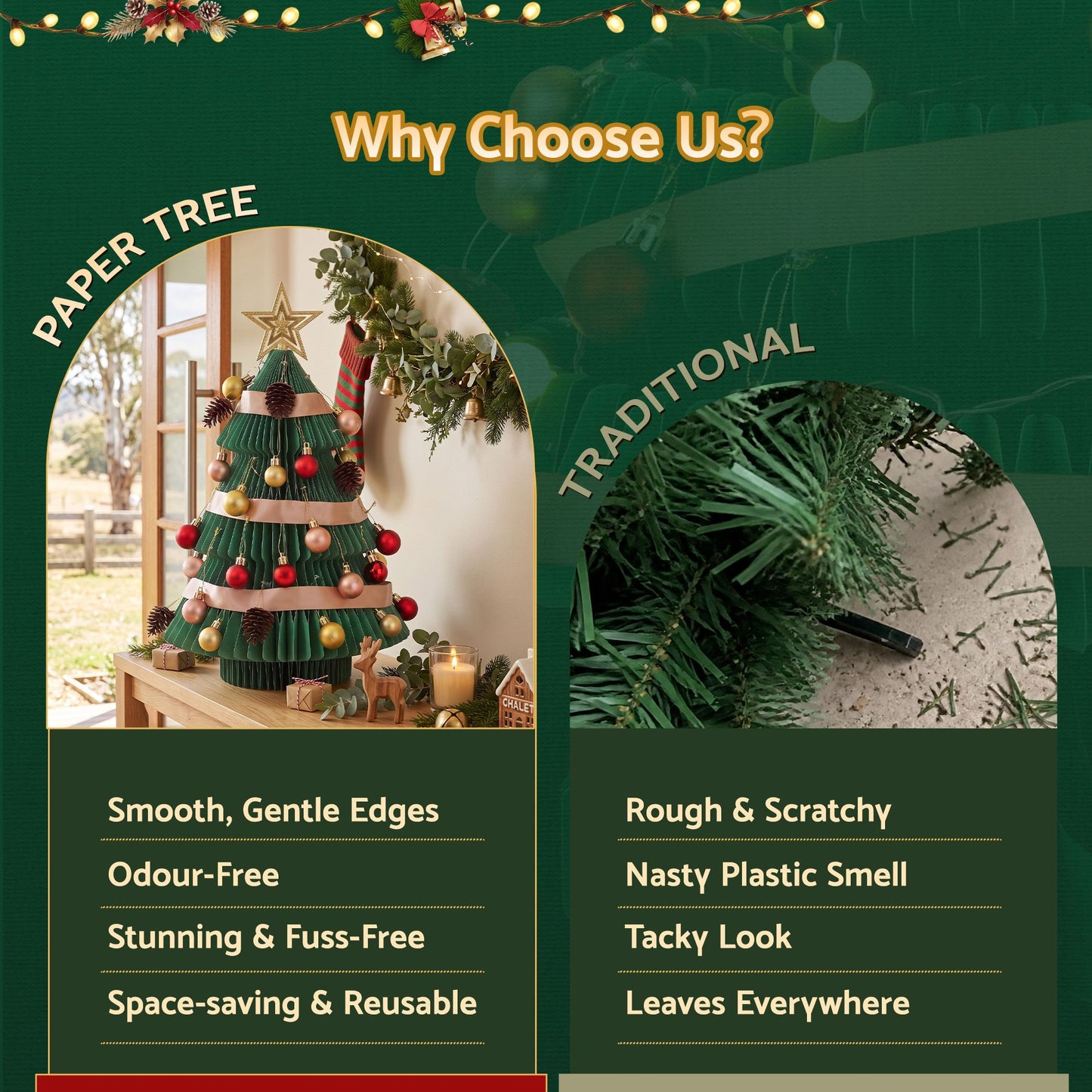 Jingle Jollys Paper Christmas Tree - 61cm - Green