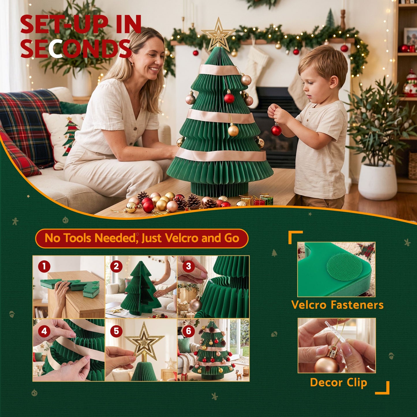 Jingle Jollys Paper Christmas Tree - 61cm - Green