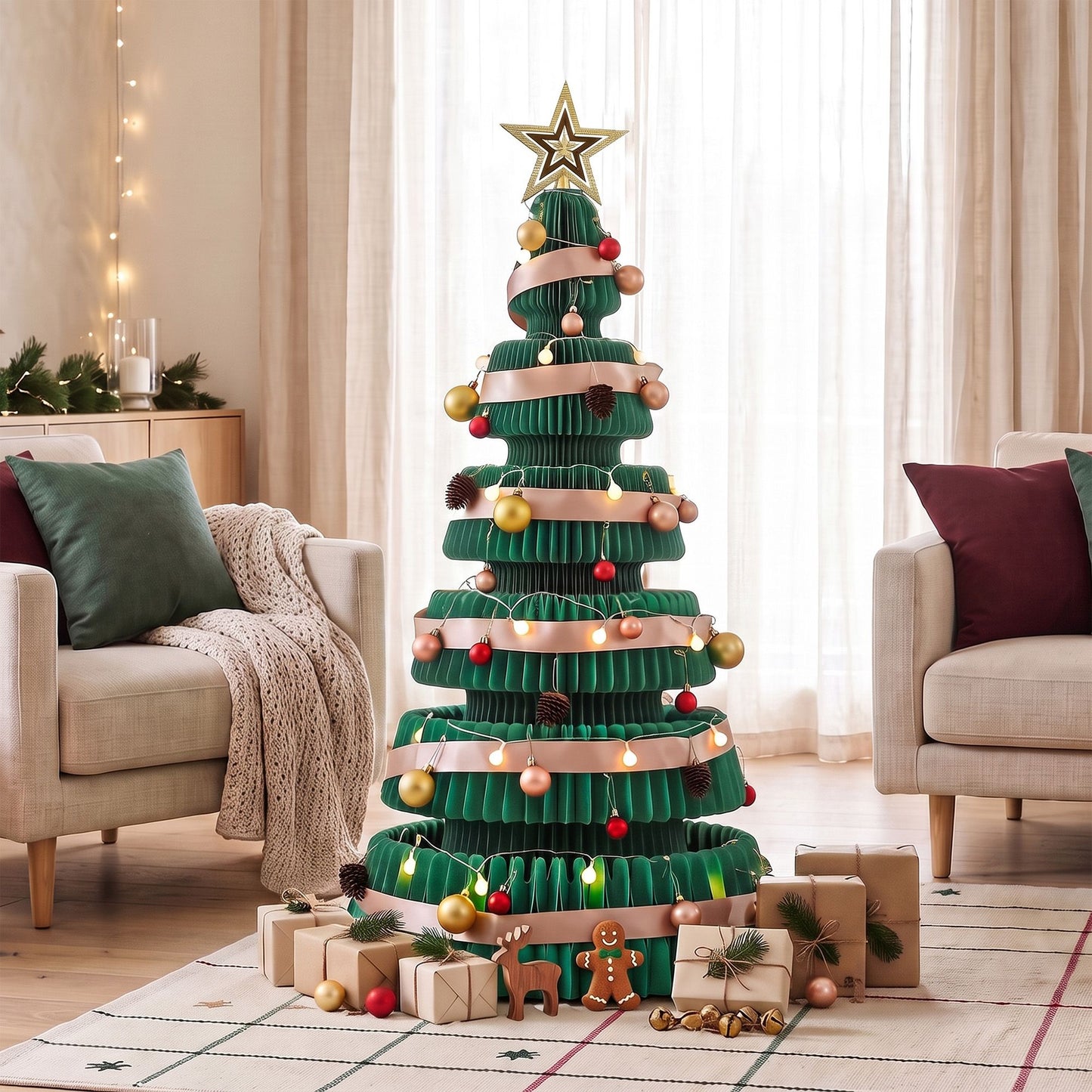 Jingle Jollys Paper Christmas Tree - 111cm - Green