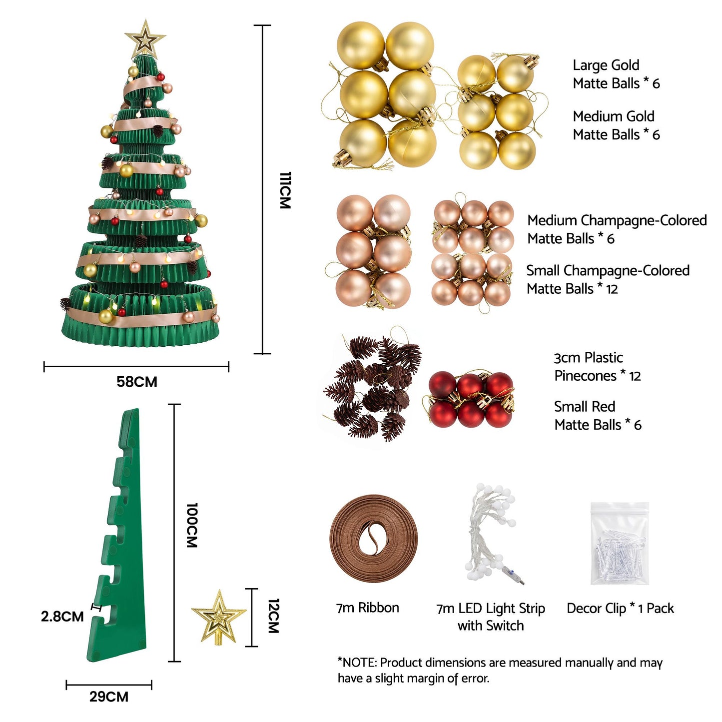 Jingle Jollys Paper Christmas Tree - 111cm - Green