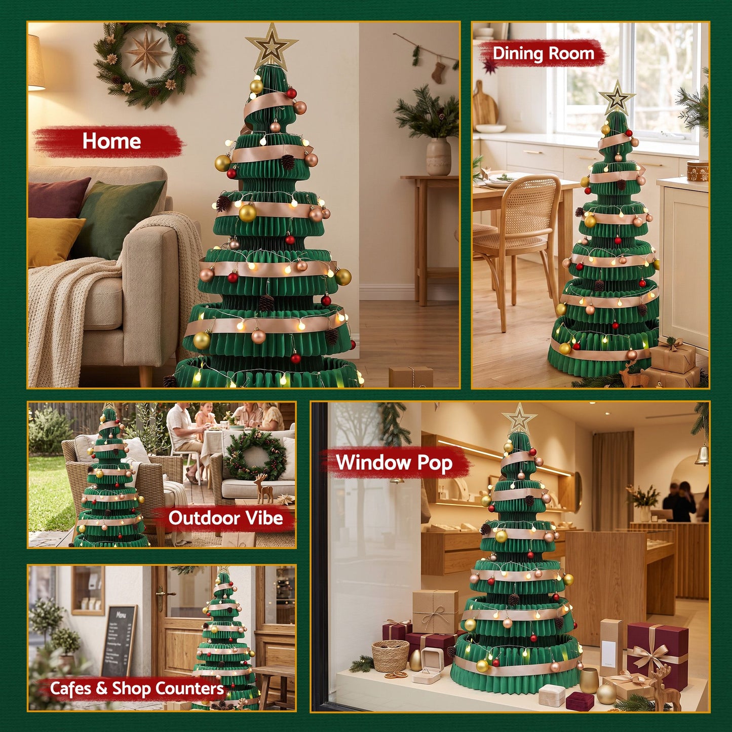 Jingle Jollys Paper Christmas Tree - 111cm - Green