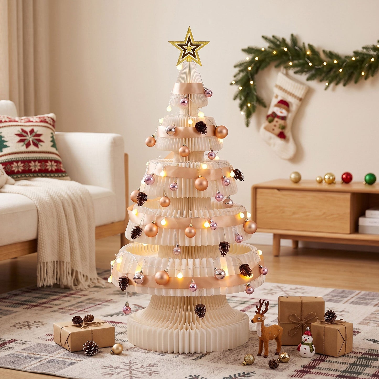 Jingle Jollys Paper Christmas Tree - 114cm - White