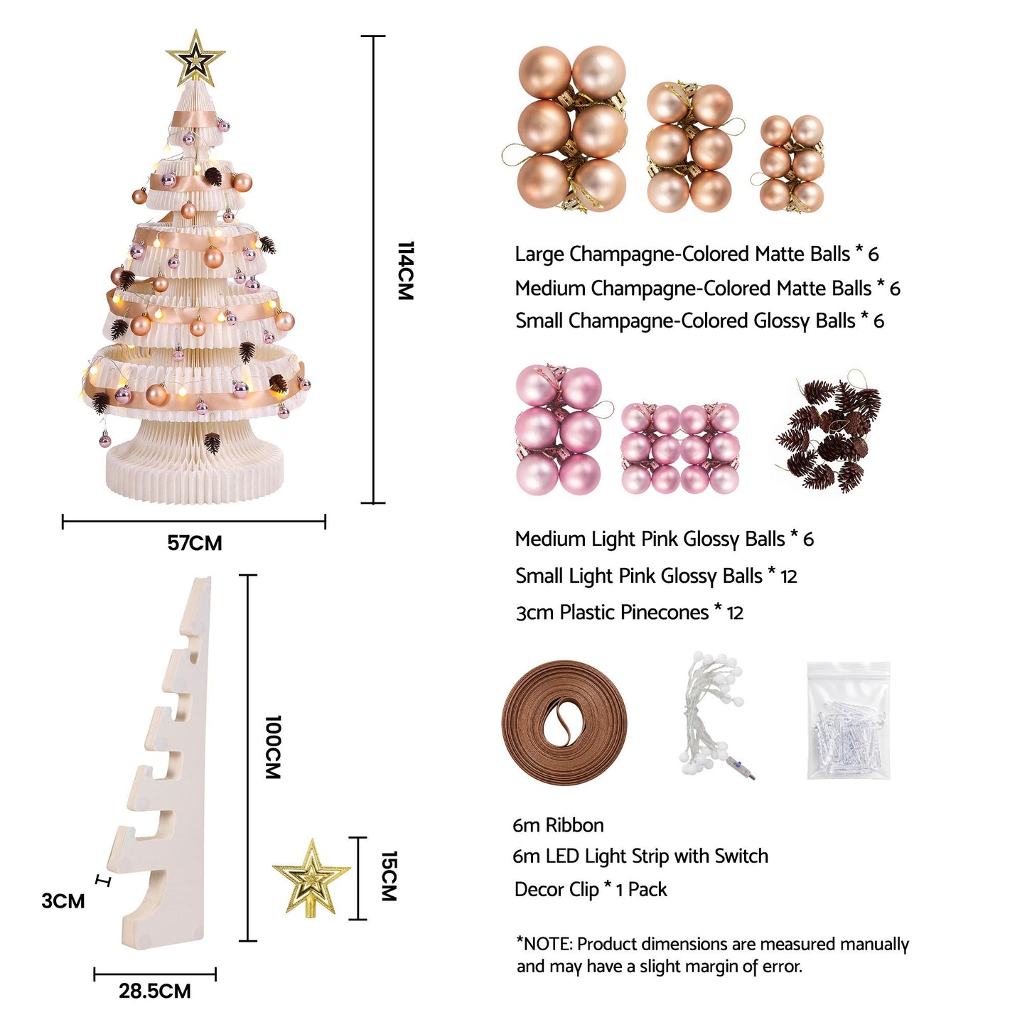 Jingle Jollys Paper Christmas Tree - 114cm - White