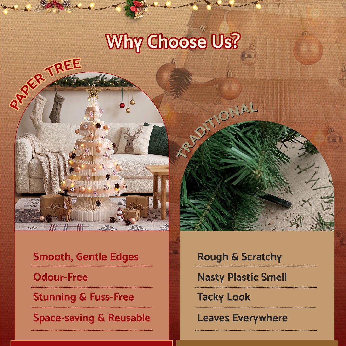 Jingle Jollys Paper Christmas Tree - 114cm - White