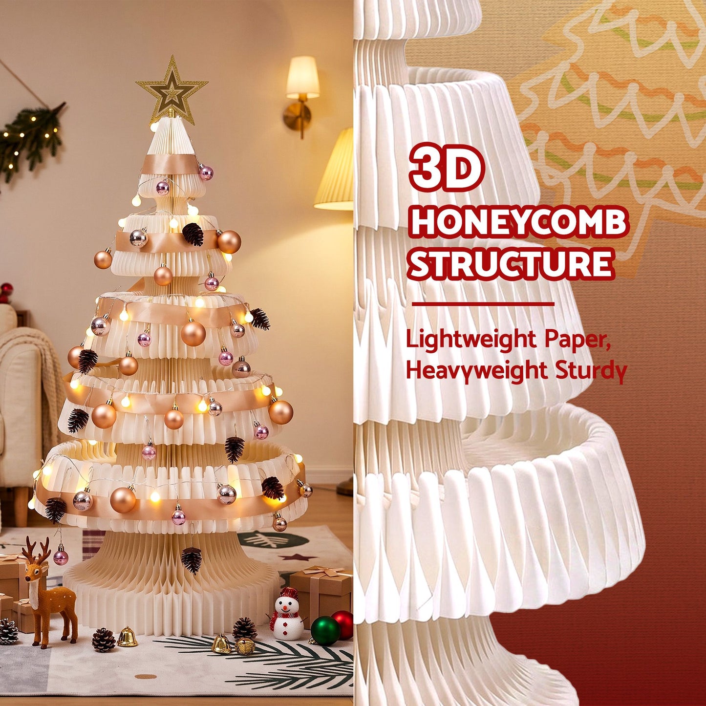 Jingle Jollys Paper Christmas Tree - 114cm - White