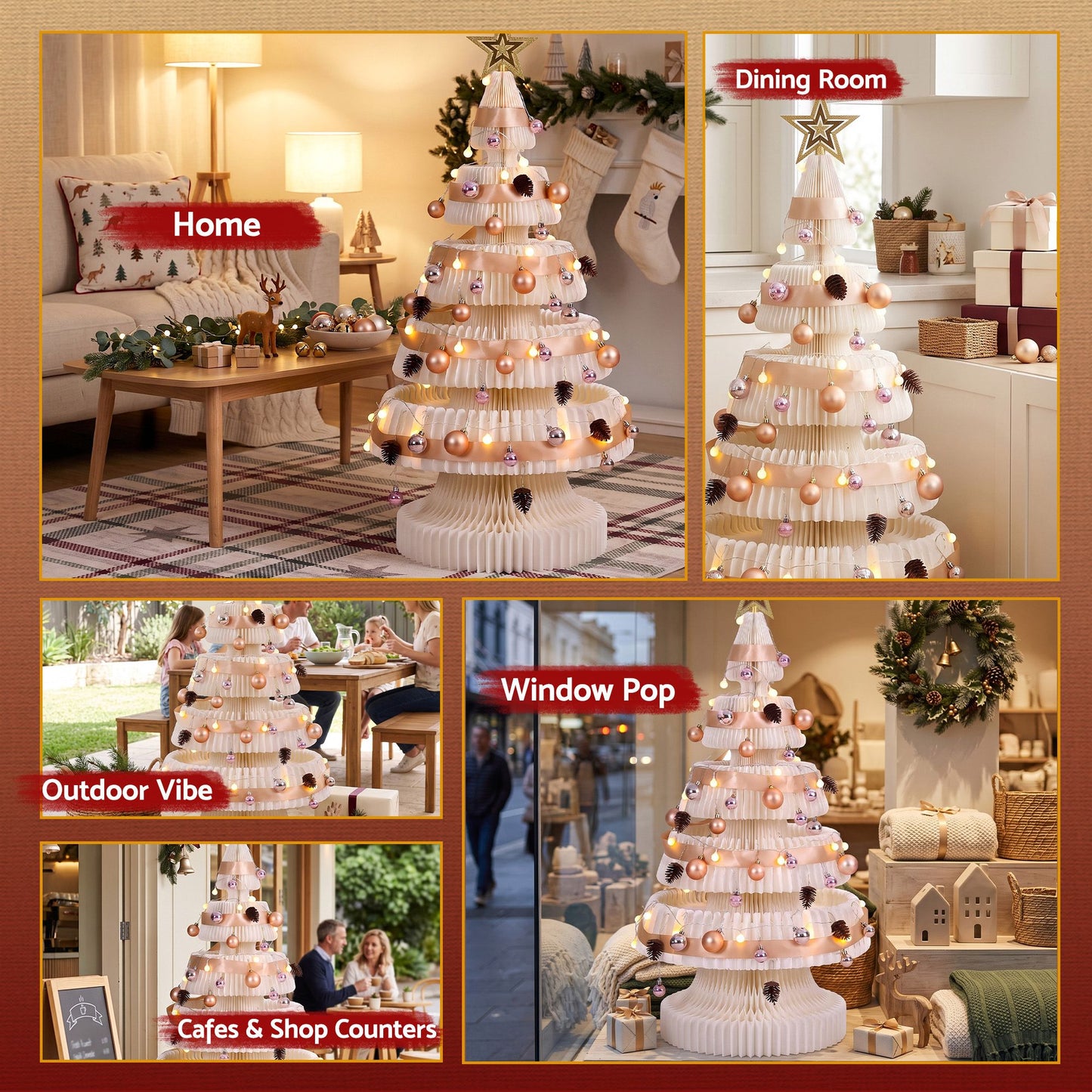 Jingle Jollys Paper Christmas Tree - 114cm - White