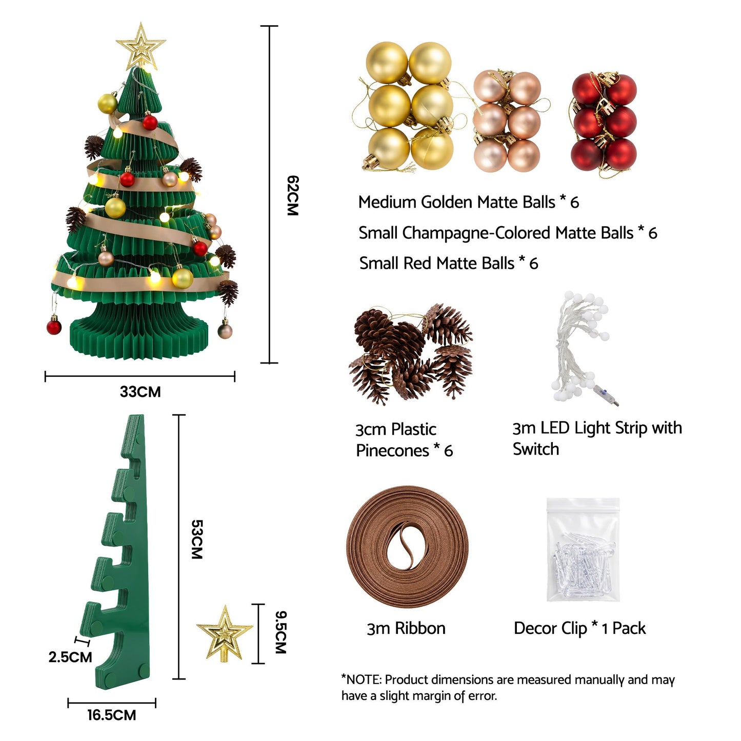 Jingle Jollys Paper Christmas Tree - 62cm - Green