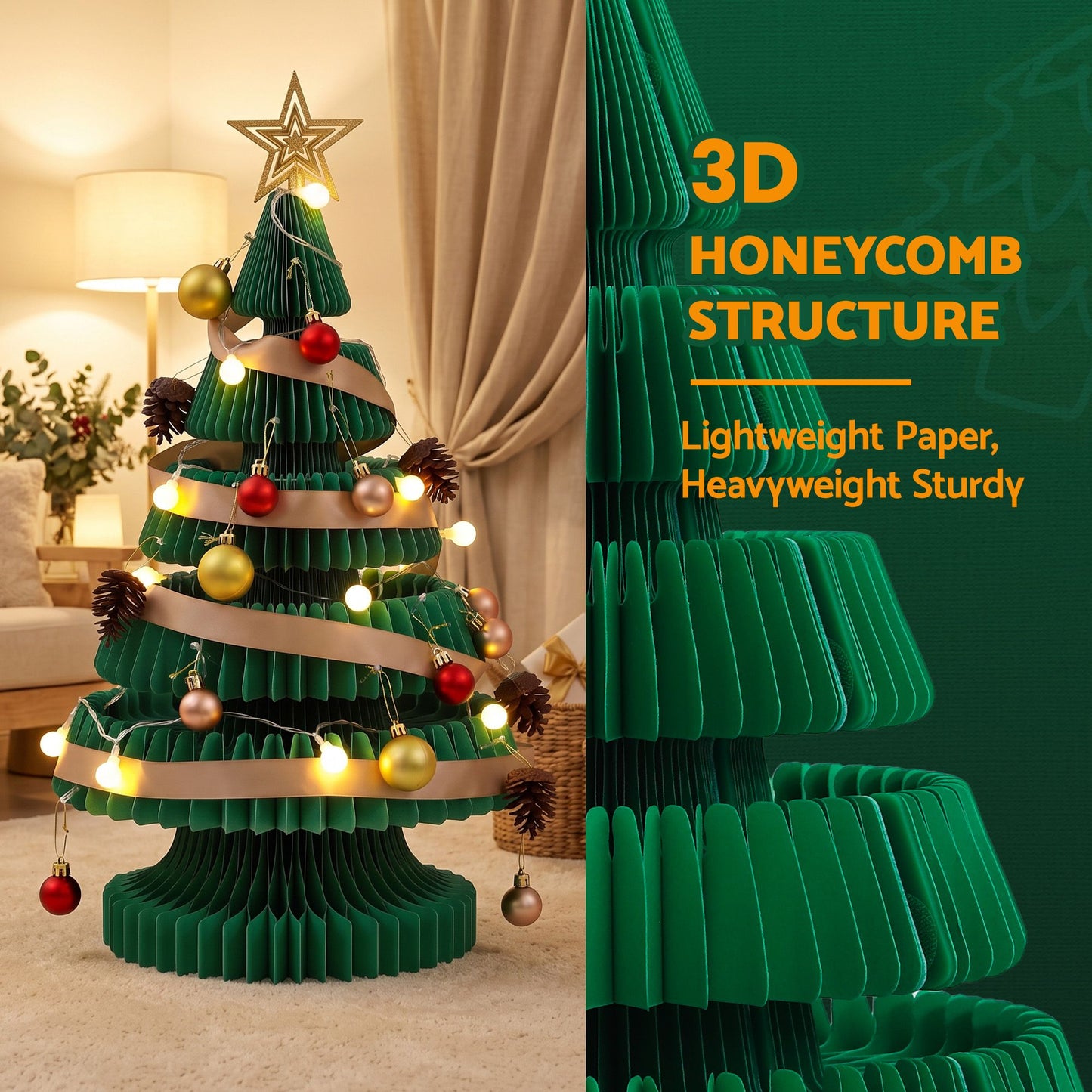 Jingle Jollys Paper Christmas Tree - 62cm - Green