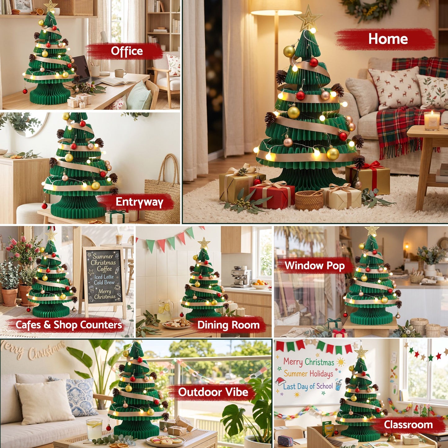 Jingle Jollys Paper Christmas Tree - 62cm - Green