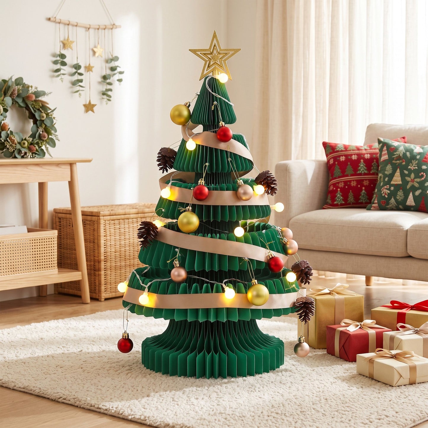Jingle Jollys Paper Christmas Tree - 62cm - Green