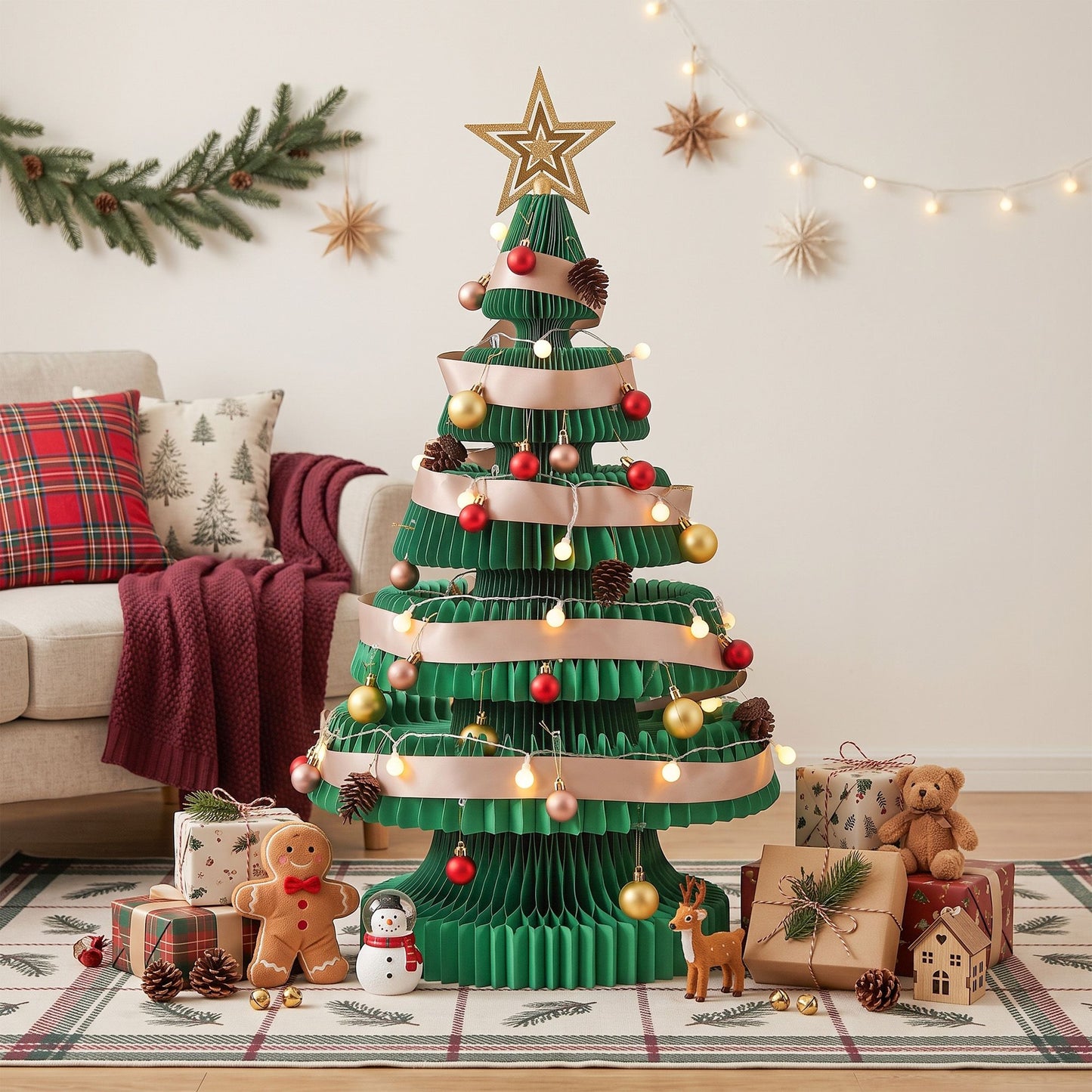 Jingle Jollys Paper Christmas Tree - 87cm - Green