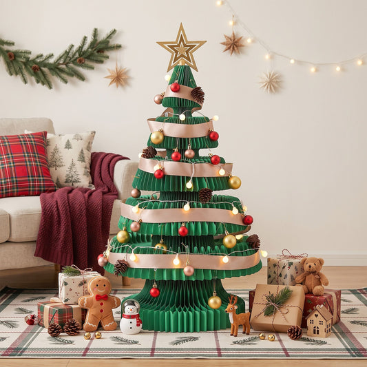 Jingle Jollys Paper Christmas Tree - 87cm - Green