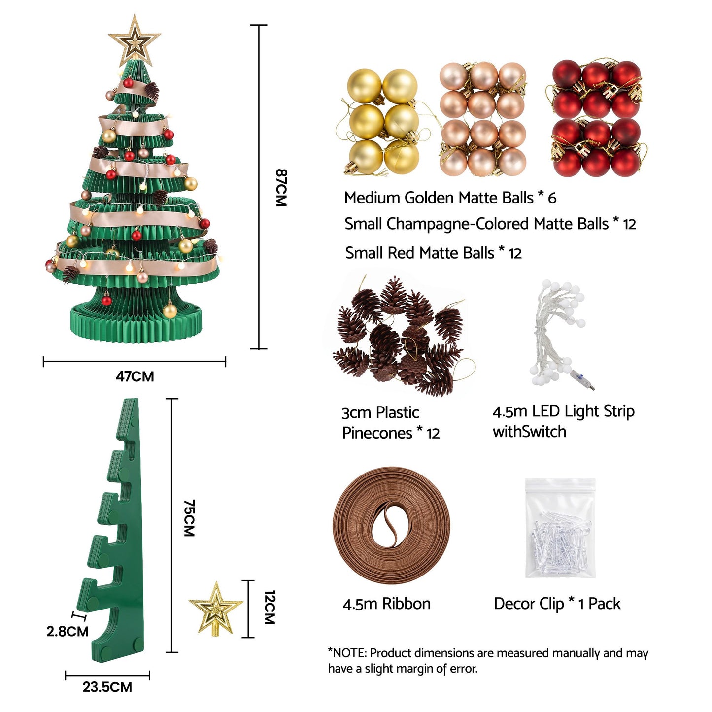 Jingle Jollys Paper Christmas Tree - 87cm - Green